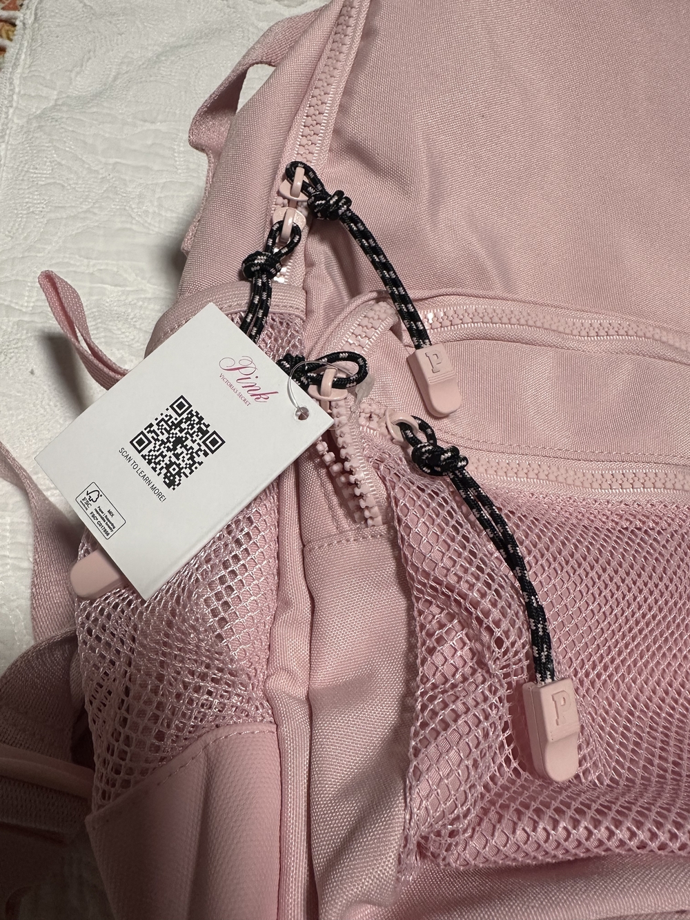 PINK Victoria's Secret Light Pink Mesh Front Backpack - Picture 5 of 7